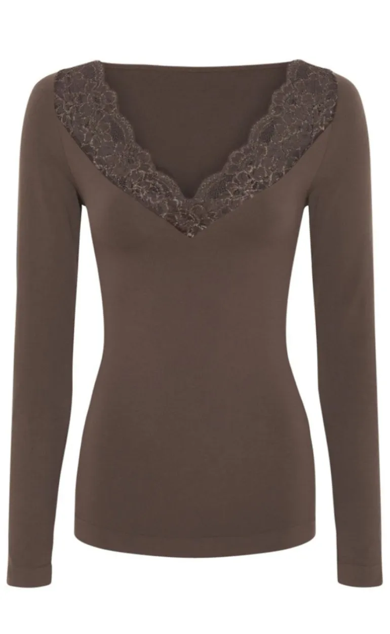 Tim & Simonsen Bluse - Belen V-Lace - Caffe