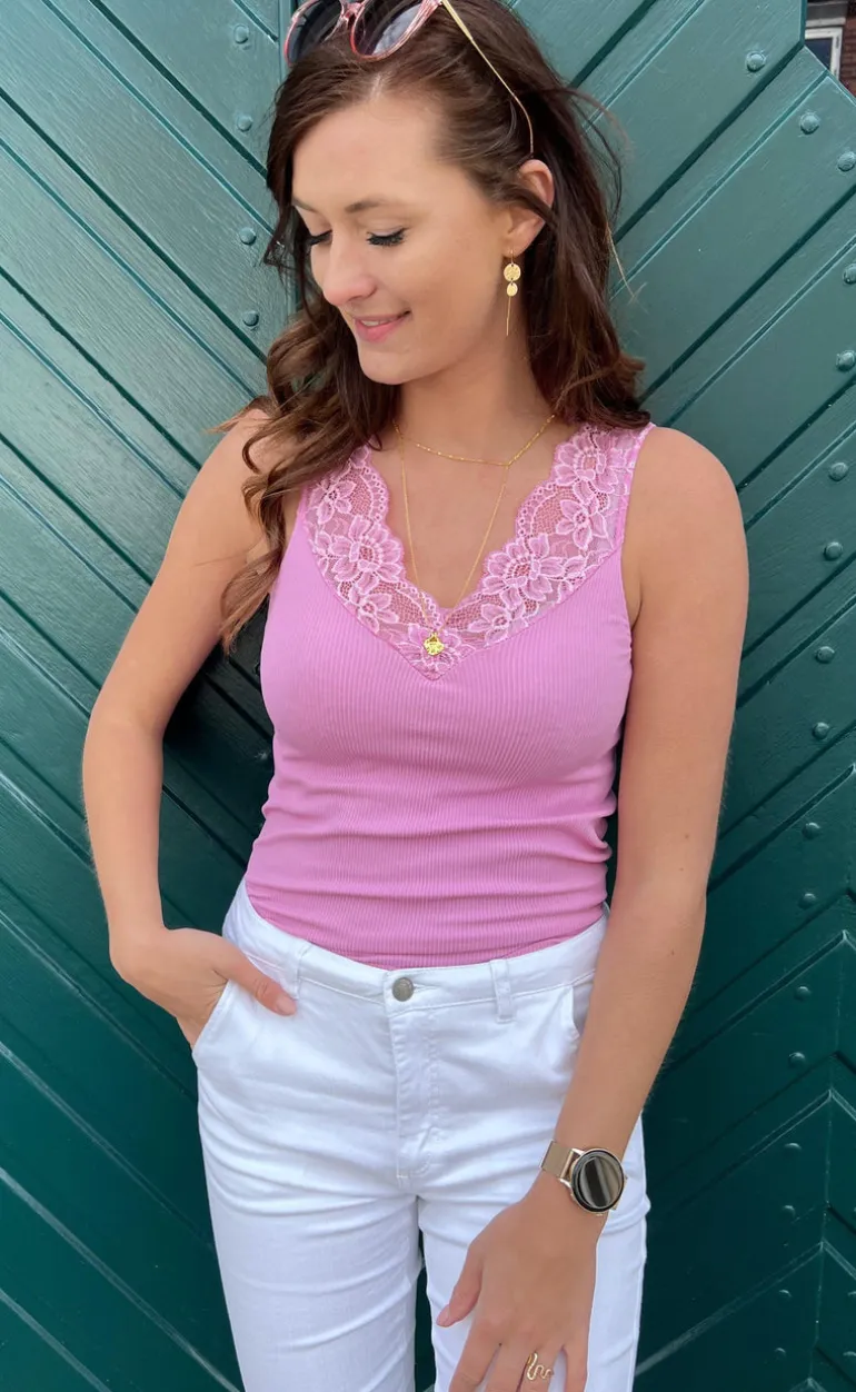 Tim & Simonsen Top - Belen V-Lace - Macaron (vendbar)