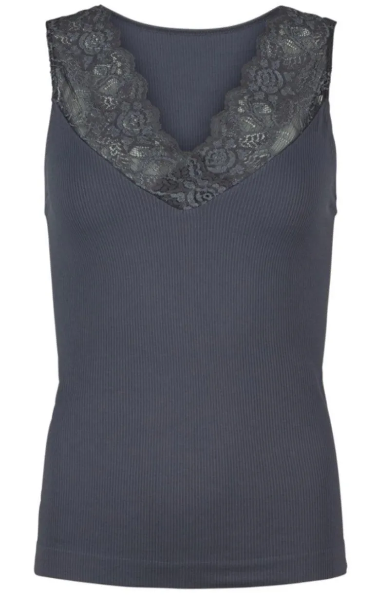 Tim & Simonsen Top - Belen V-Lace - Antracite (vendbar)