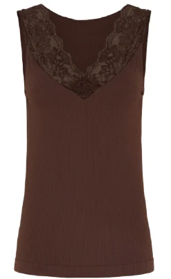 Tim & Simonsen Top - Belen V-Lace - Cioccolato (vendbar)