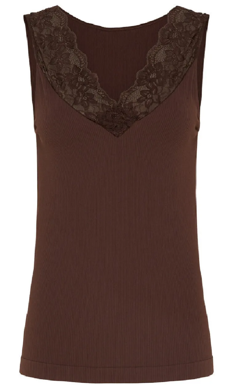 Tim & Simonsen Top - Belen V-Lace - Cioccolato (vendbar)