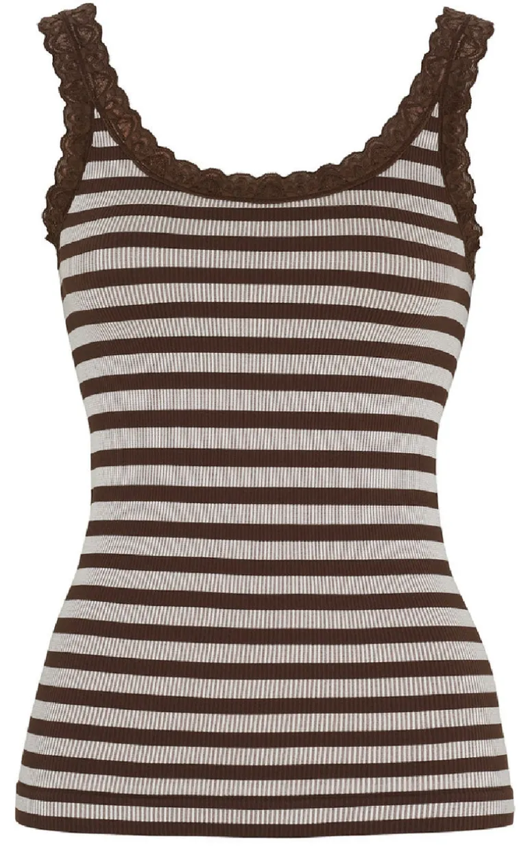 Tim & Simonsen Top - Isa Rib - Cioccolato/Bianco
