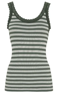 Tim & Simonsen Top - Isa Rib - Oliva/Bianco