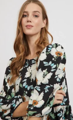 VILA Kjole - Pay - Black w. flowers
